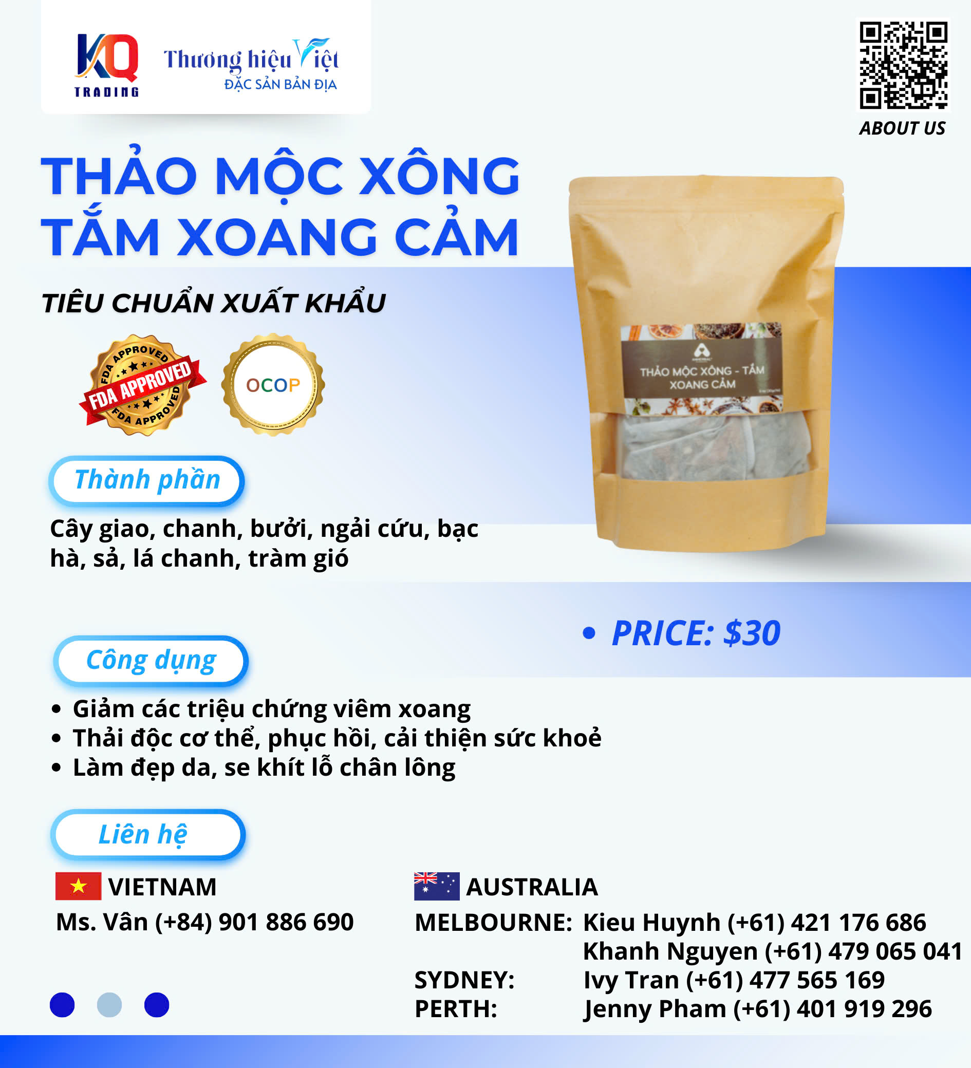 Thảo mộc Xông Tắm Xoang Cảm (Túi 6 lần)