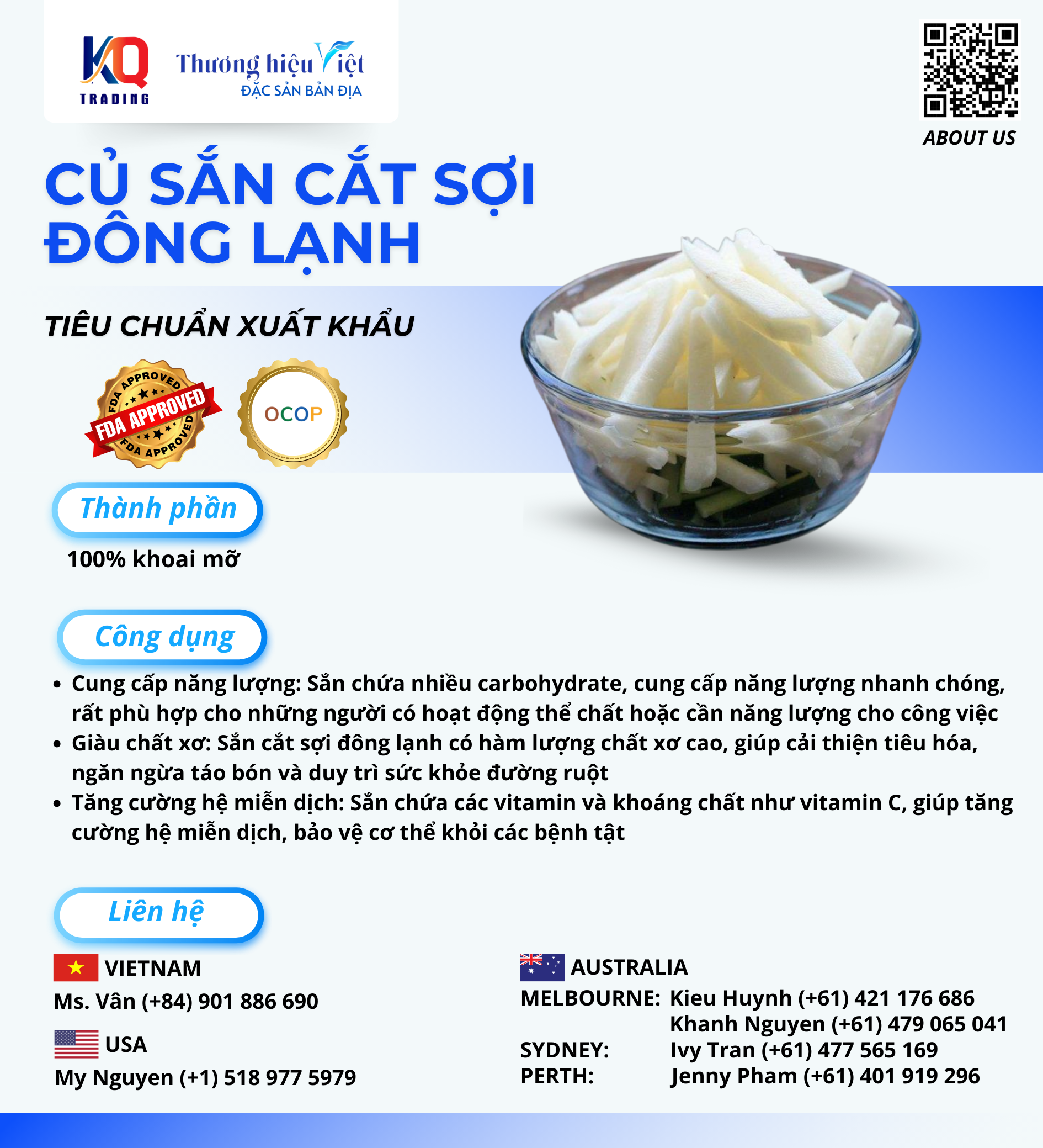 Củ Sắn Cắt Sợi Đông Lạnh