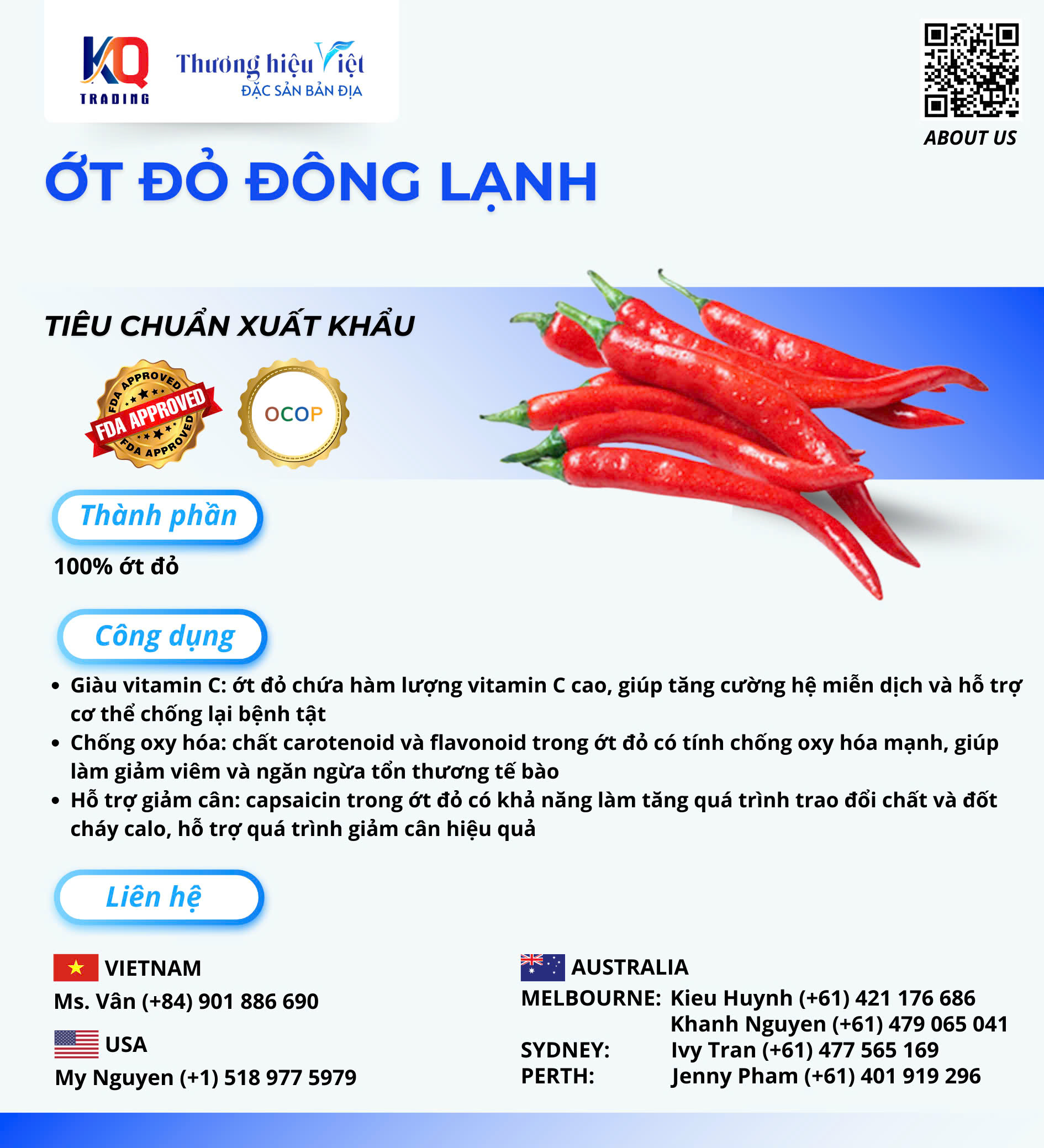 Ớt Đỏ Đông Lạnh